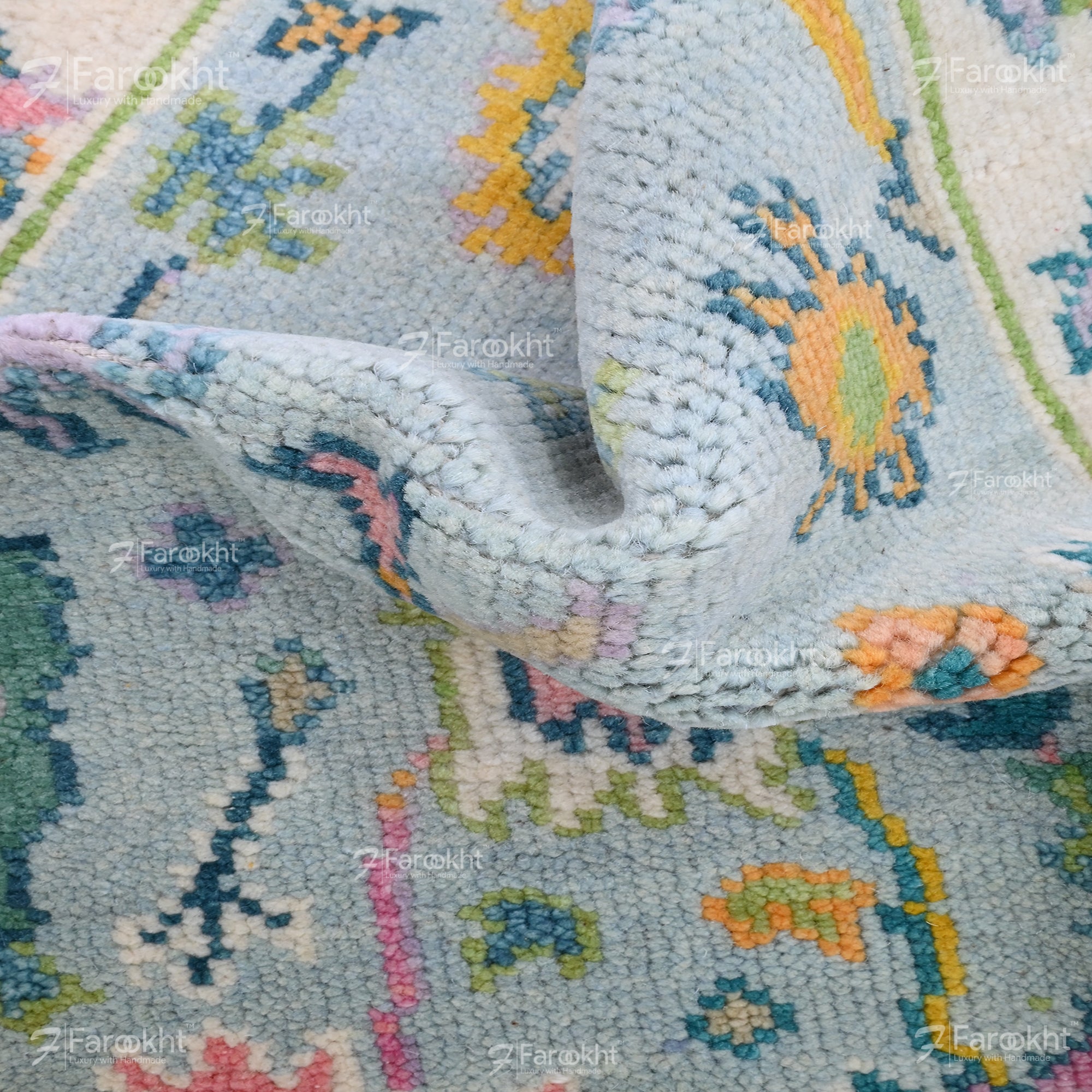 Hand Knotted Oushak Carpet and Rugs 015