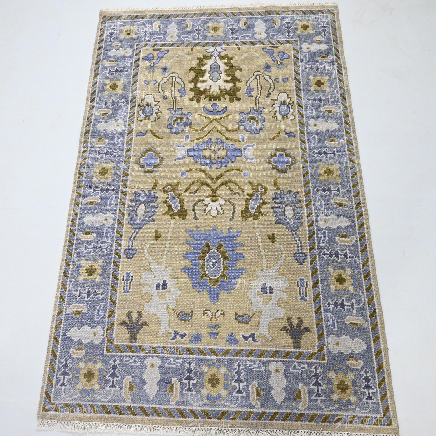 Hand Knotted Oushak Carpet and Rugs 035