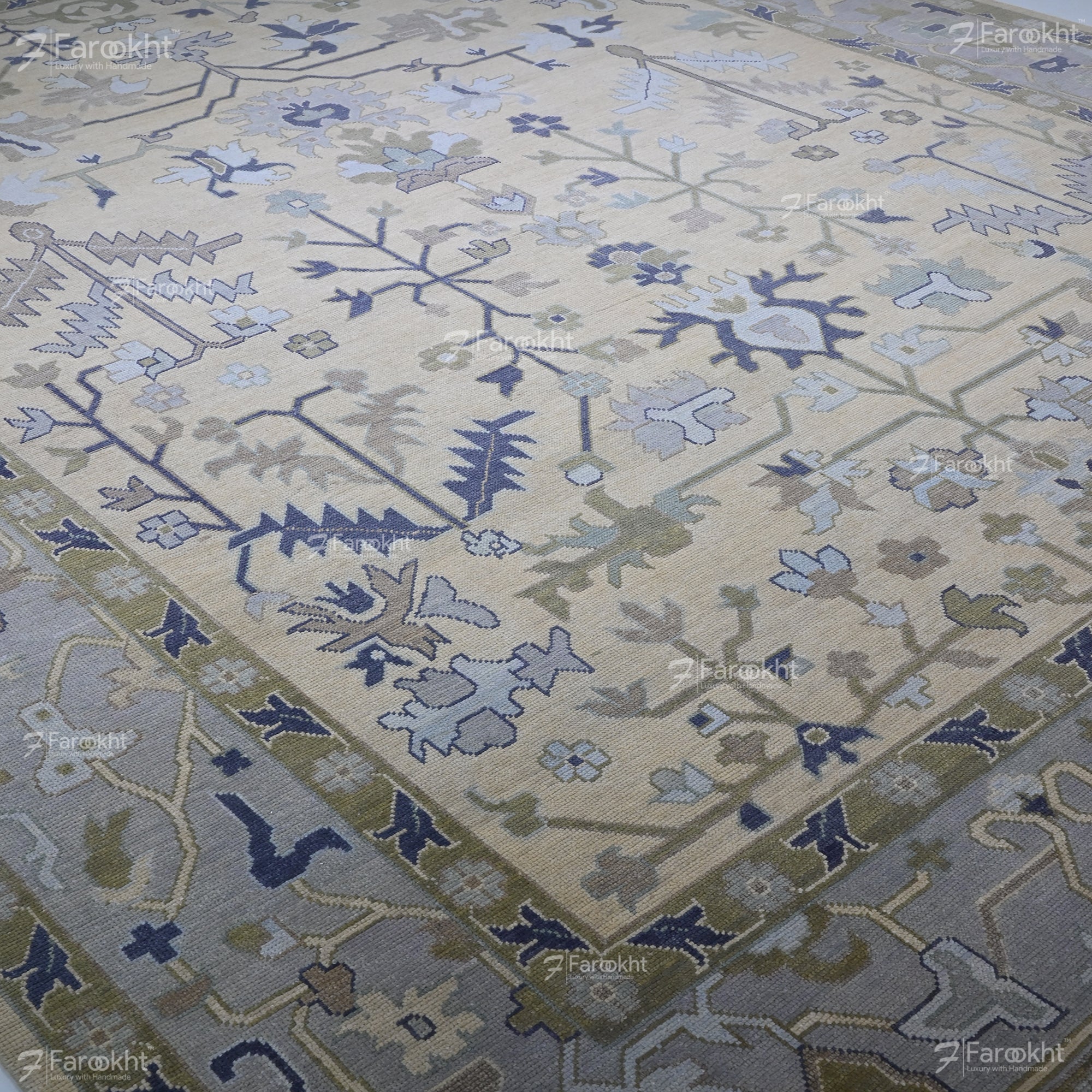 Hand Knotted Oushak Carpet and Rugs 031