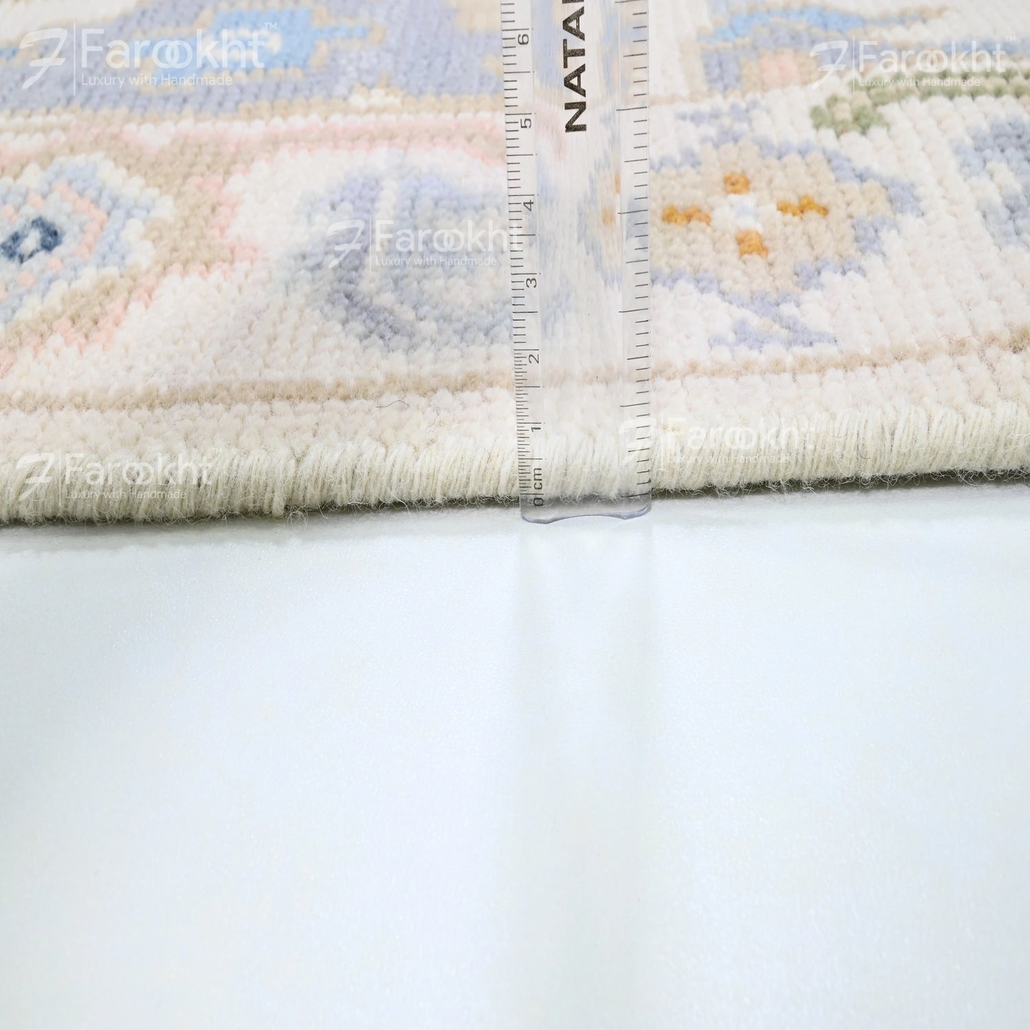 Rug with a pattern and measurement scale on a white background