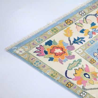 Decorative rug with floral patterns on a white background