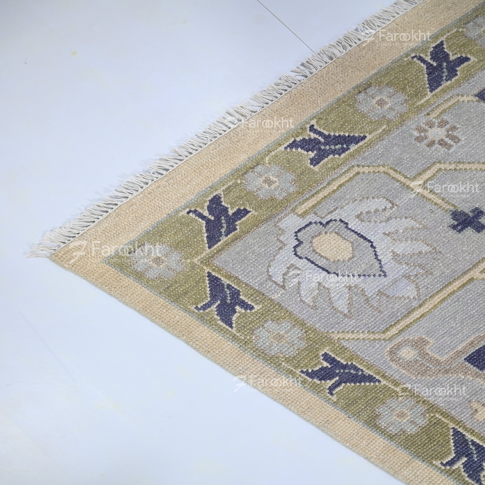 Hand Knotted Oushak Carpet and Rugs 031
