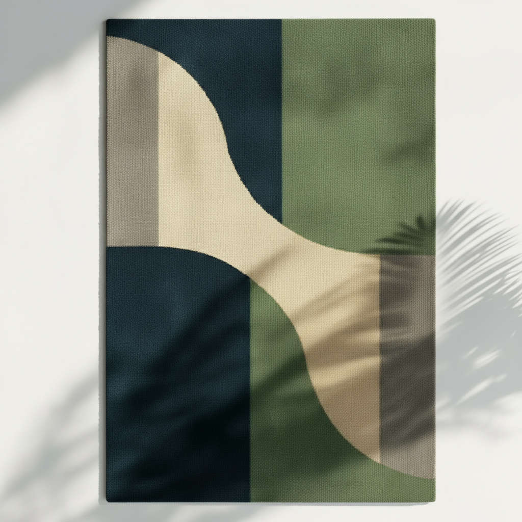 Abstract art print with geometric shapes on a white background