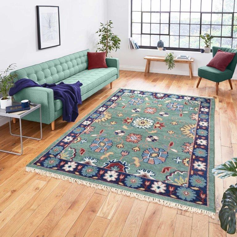 Hand Knotted Oushak Carpet and Rugs F-HKOU-001 a