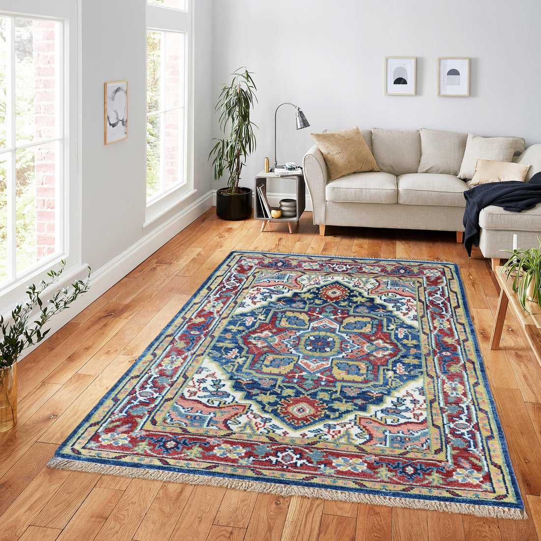 Hand Knotted Oushak Carpet and Rugs F-HKOU-005 a