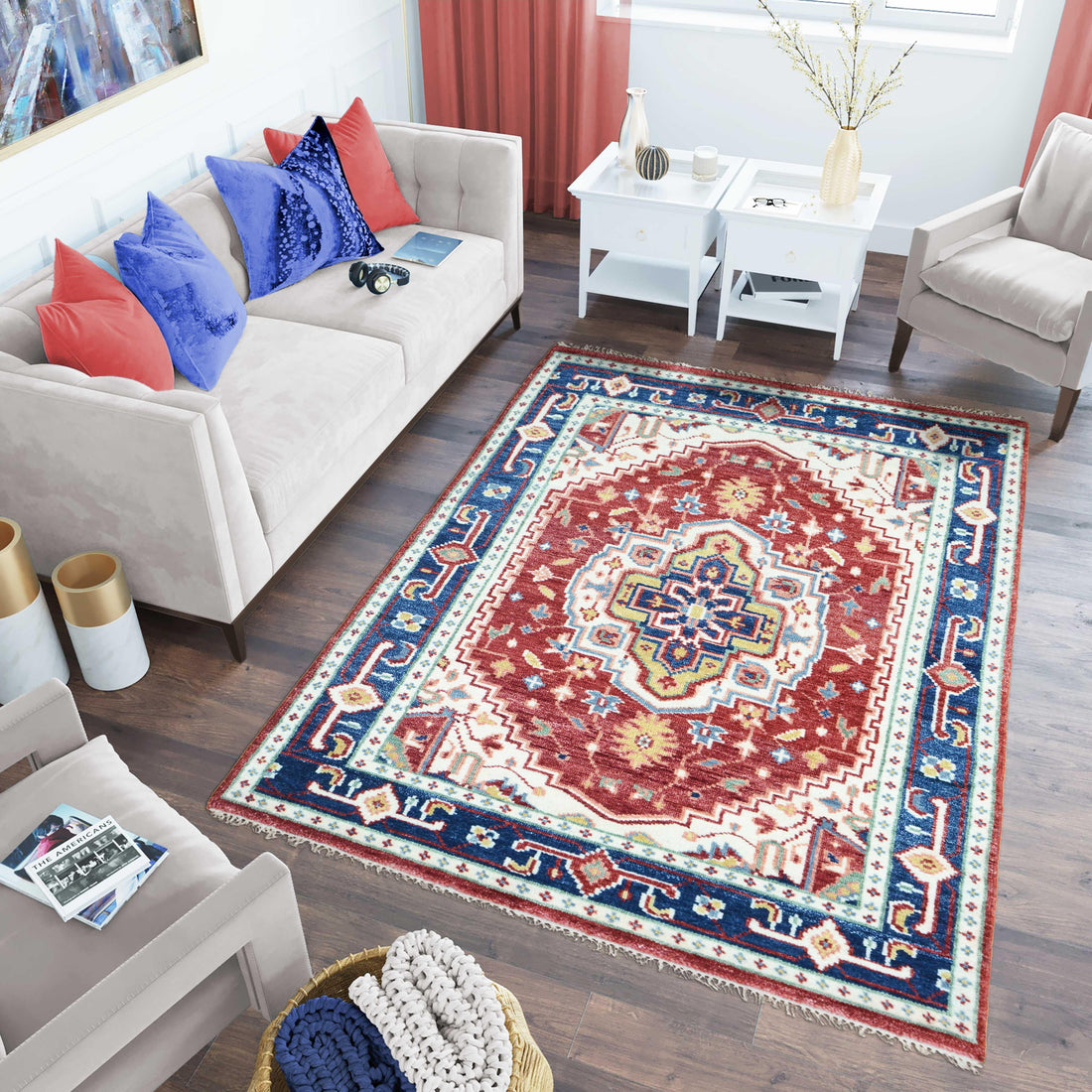 Hand Knotted Oushak Carpet and Rugs F-HKOU-006 a