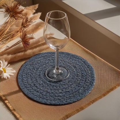 Water Hyacinth Placemats Set of 6 Jute Table Mats Farmhouse Boho Style 6x6 Inch | FPMG001