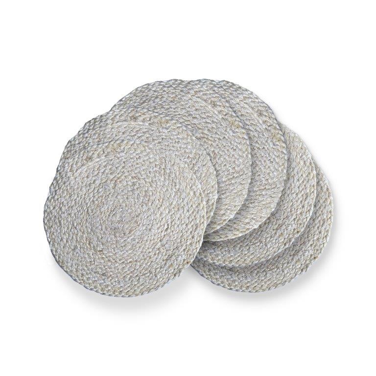 Water Hyacinth Placemat Set of 6 Jute Plate Mats NonSlip Boho Braided 12x12 Inch | FPMP002