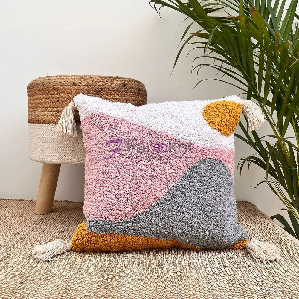 Handmade Cotton Tufted Cushion-Decorative Pillow For Sofa,Bed Or Lounge 16x16 inch | FCU0002