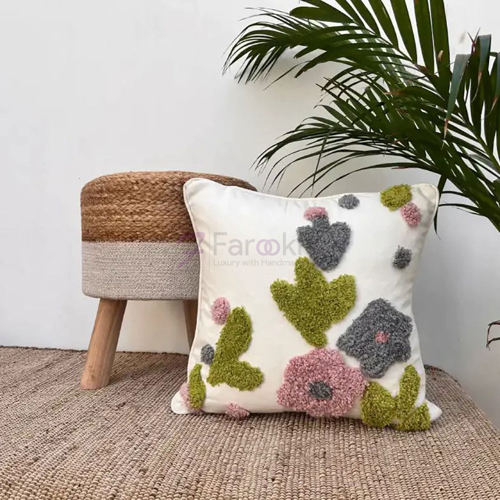 Handmade Cotton Tufted Cushion-Decorative Pillow For Sofa, Bed Or Lounge 16x16 inch | FCU0005