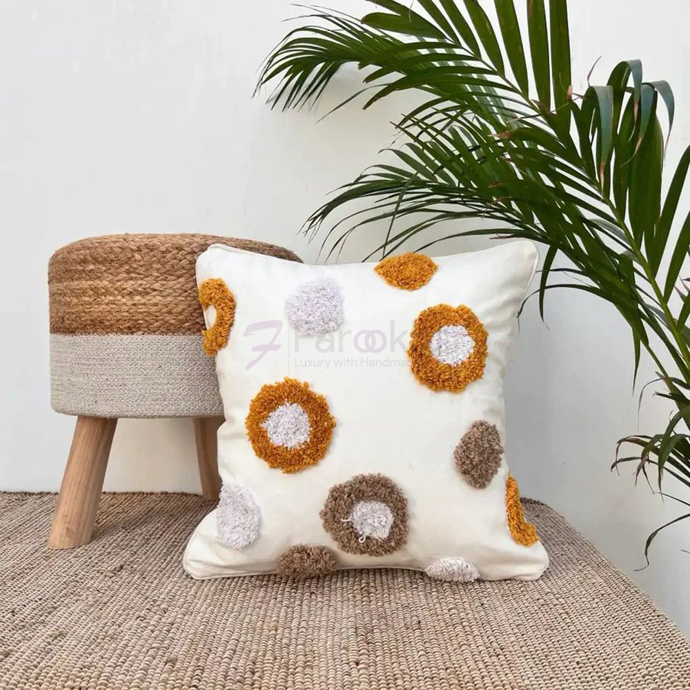 Handmade Cotton Tufted Cushion-Decorative Pillow For Sofa, Bed Or Lounge 16x16 inch | FCU0008