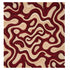 Hand-tufted abstract wool rug with burgundy and beige swirl pattern on cream background