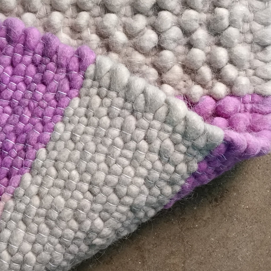 Wool Doormat - Purple Gray Striped Indoor Entry Mat