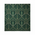 Green geometric patterned rug on a white background