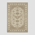 Ivory taupe Turkish Oushak area rug with detailed border pattern, artisan woven for timeless home décor