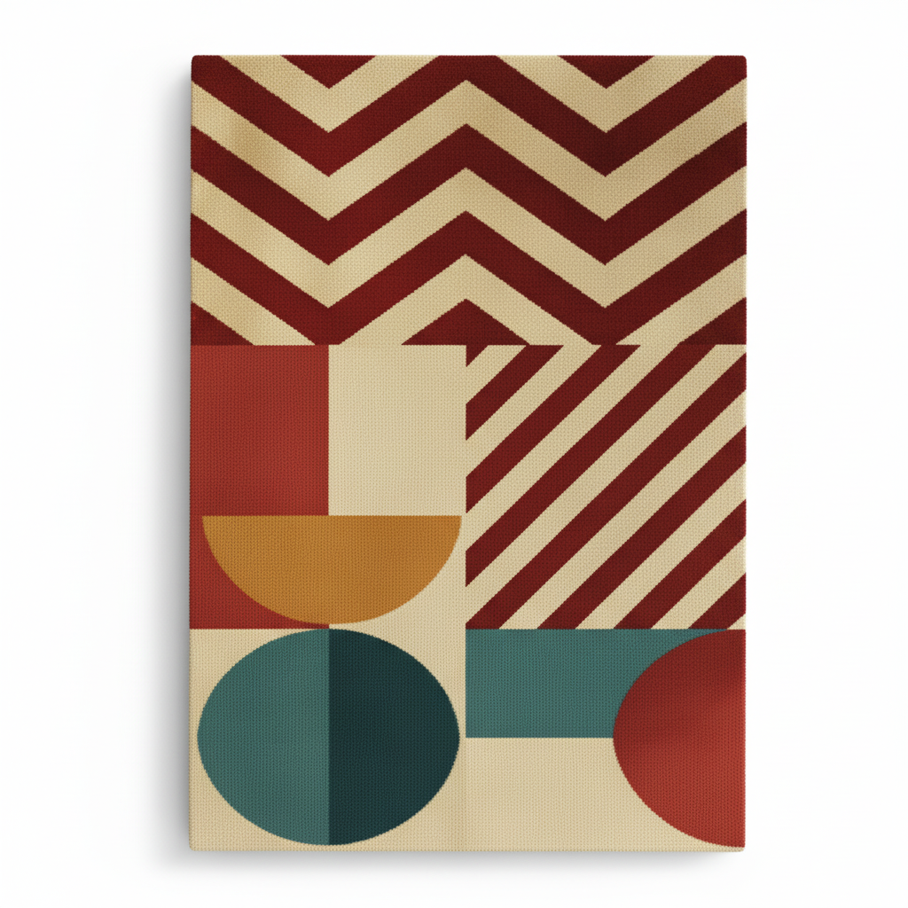 Geometric patterned notebook with chevron design on a white background