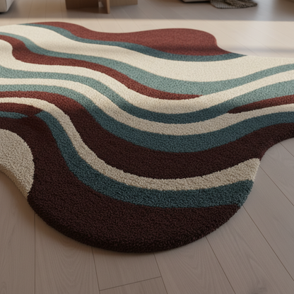 Multicolor Wavy Abstract Hand Tufted Rug