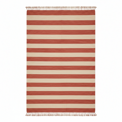 Premium handwoven wool blend with a soft, durable flatweave.