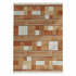Handwoven wool striped rug in burnt orange and beige
