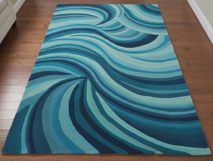 Navy Teal Capitola Hand Tufted Wool Rug