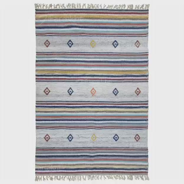 Multicolor Striped Flatweave Rug