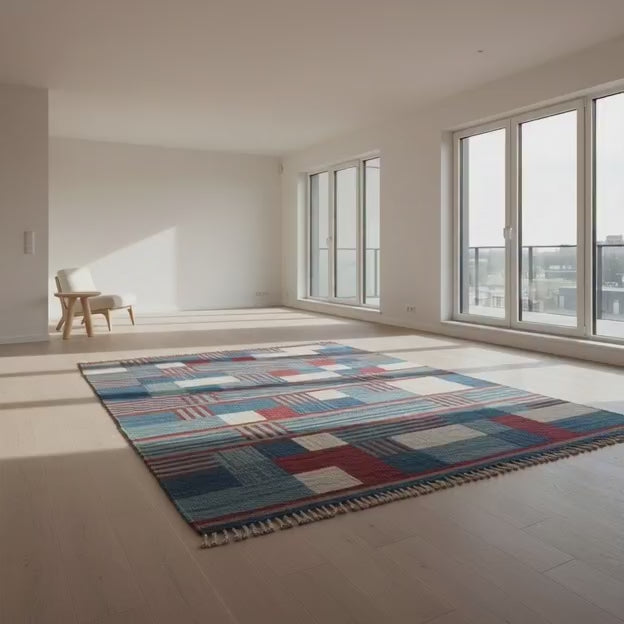 Premium Checkered Handwoven Striped Area Rug