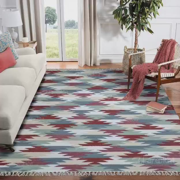 Pastel Chevron Handwoven Kilim Rug