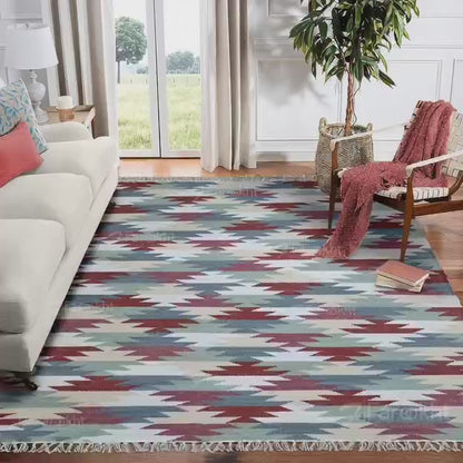 Pastel Chevron Handwoven Kilim Rug