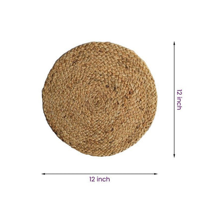 Water Hyacinth Placemat Set of 6 Jute Plate Mats NonSlip Boho Braided 12x12 Inch | FPMP003